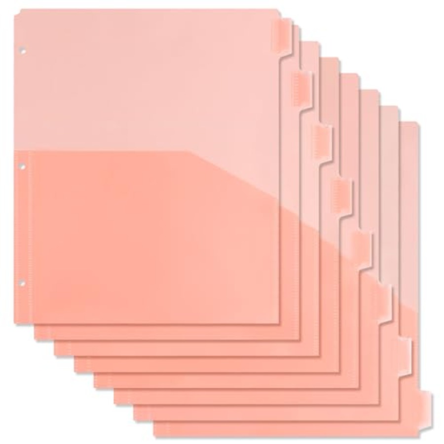 Tab Divider A4 - Binder Dividers with Pockets 8 Plastic