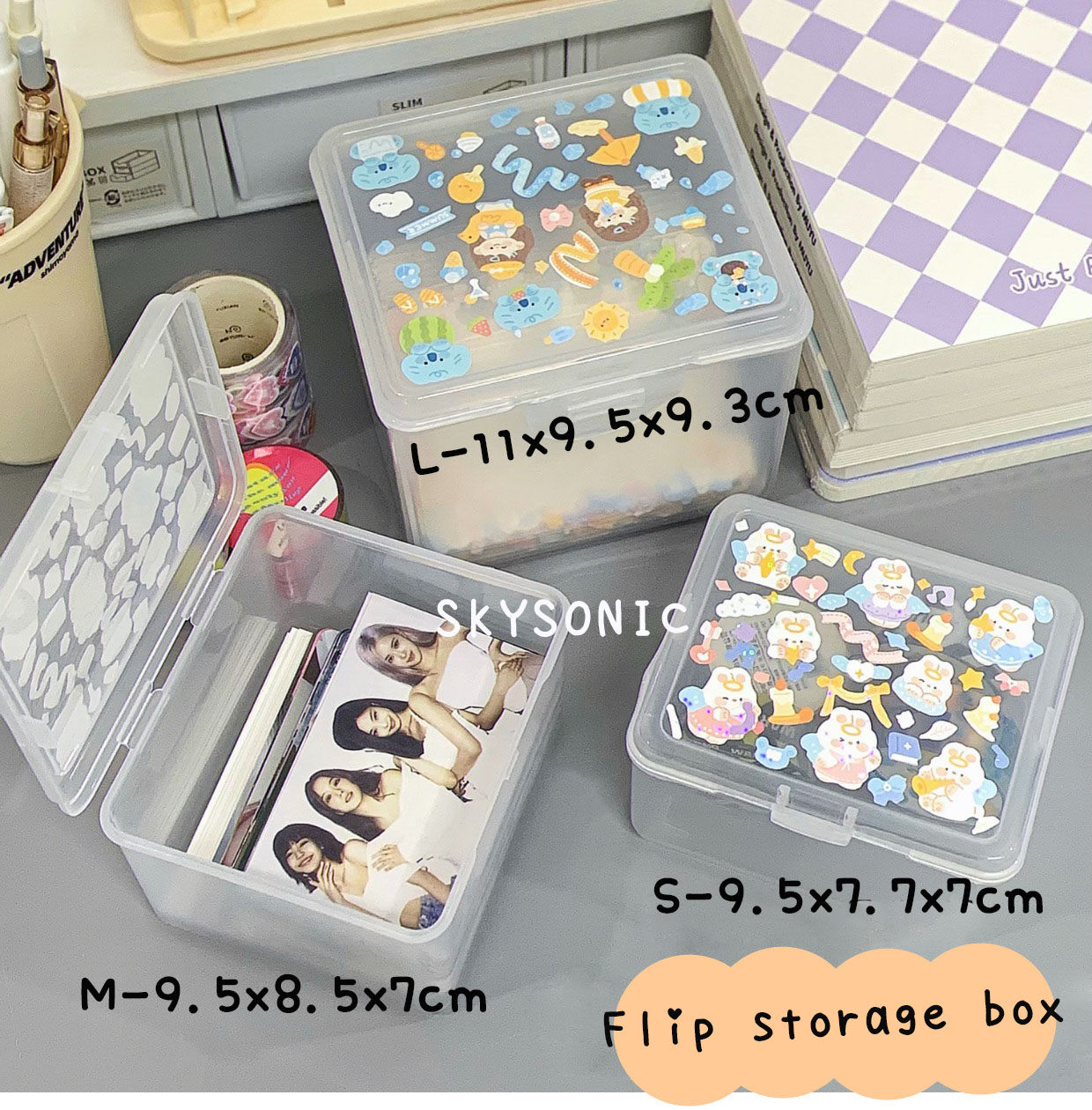 Card Index Box - SKYSONIC Large Capacity ABS Storage Box