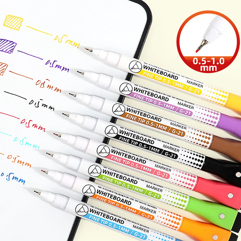 Correction Pen Fine - 8 Colors 0.5mm Magnetic Dry Erase