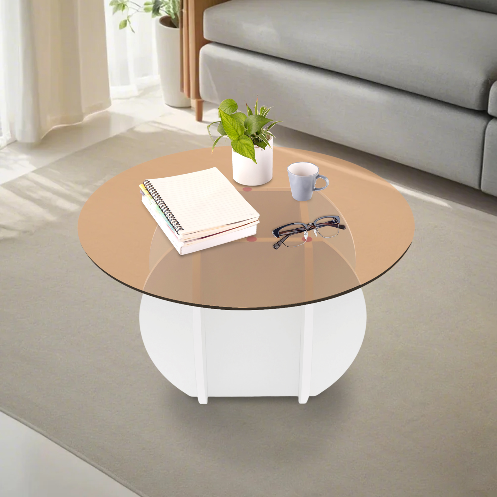 Modern Round Coffee Table 27.6 - Book Weight Glass 리뷰 및 가격