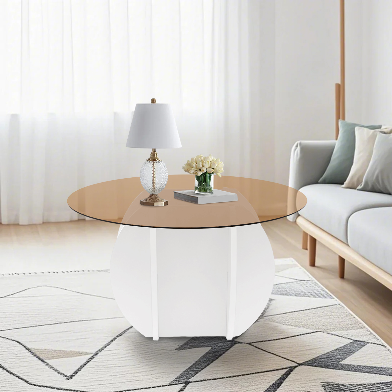 Modern Round Coffee Table 27.6 - Book Weight Glass 리뷰 및 가격