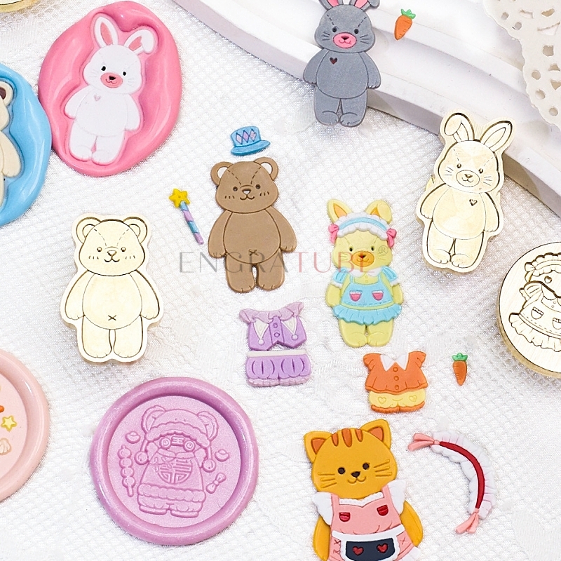 Cartoon Cute Kitten Rabbit Bea - Wax Seal Stamp Set 리뷰 및 가격
