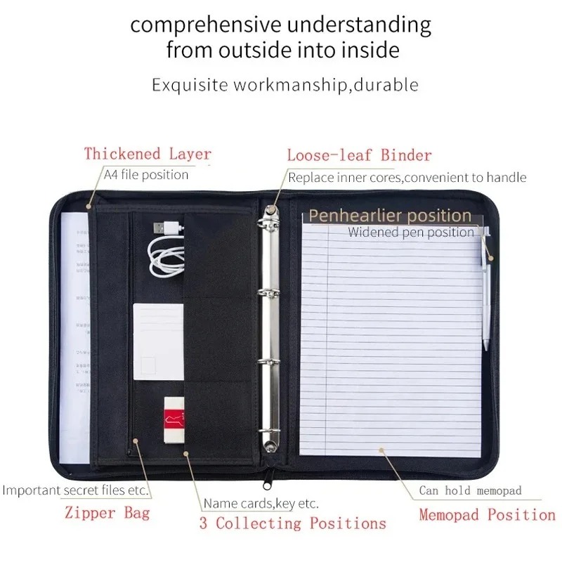 Large Black Business Portfolio - Binder A4 Lever 리뷰 및 가격