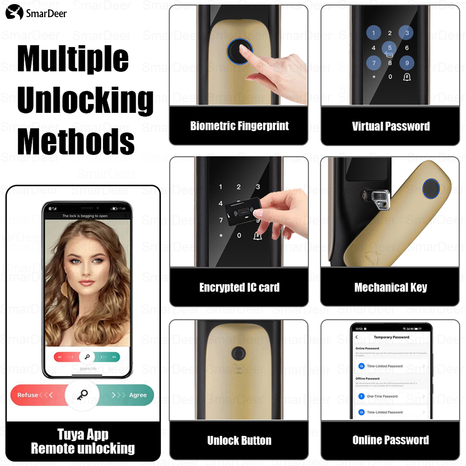 SmarDeer Smart Door Lock With  - Letter Opener Brass 리뷰 및 가격