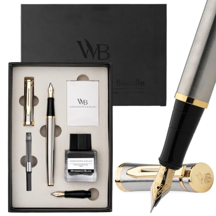 Fountain Pen Set, 18K Gilded M - Fountain Pen Bottled Ink 리뷰 및 가격