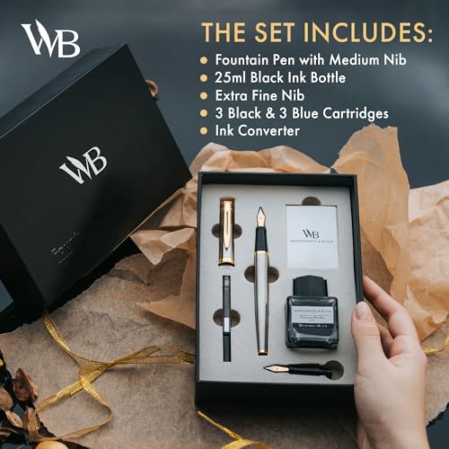 Fountain Pen Set, 18K Gilded M - Fountain Pen Bottled Ink 리뷰 및 가격